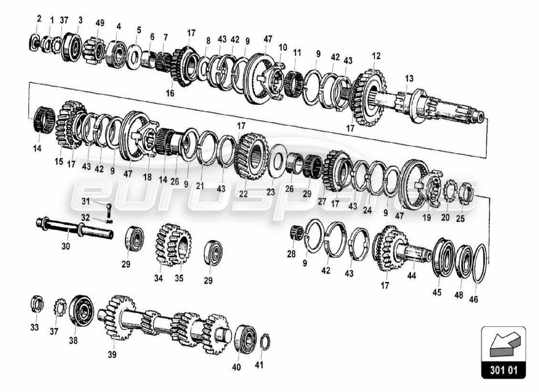 lamborghini miura p400s shaft assembly part diagram