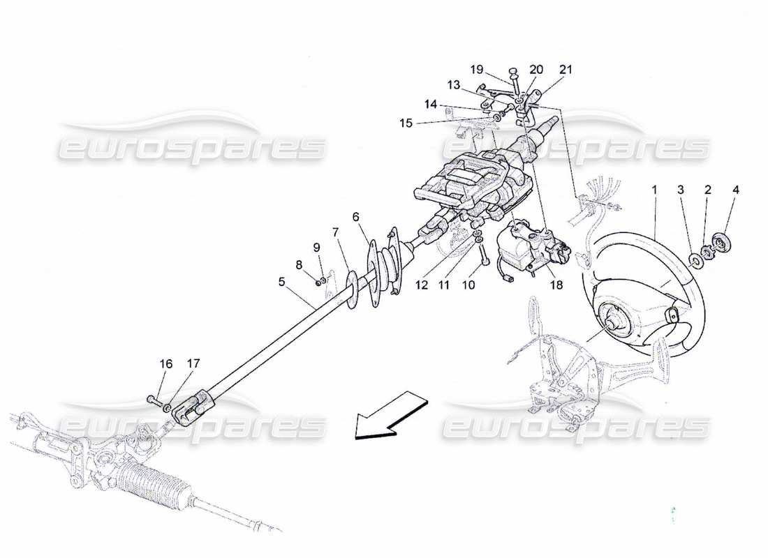 maserati qtp. (2010) 4.7 steering column and steering wheel unit part diagram