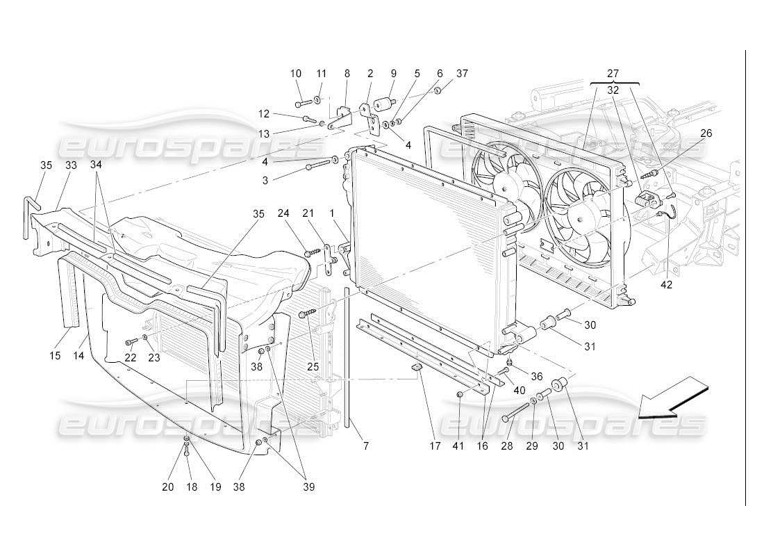 maserati qtp. (2007) 4.2 auto cooling: air radiators and ducts part diagram