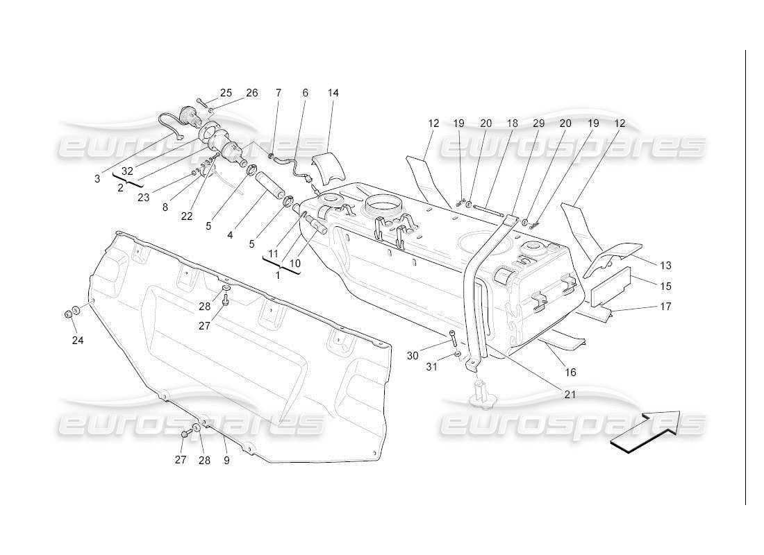 maserati qtp. (2007) 4.2 auto fuel tank part diagram