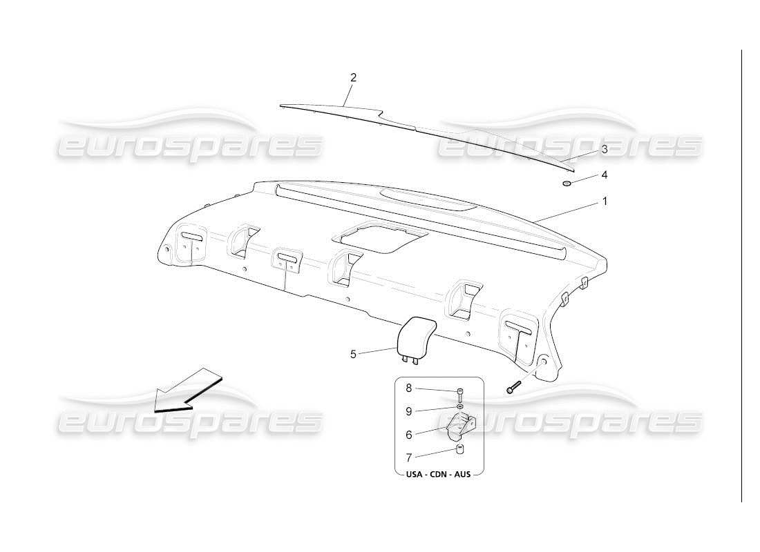 maserati qtp. (2007) 4.2 auto rear parcel shelf part diagram