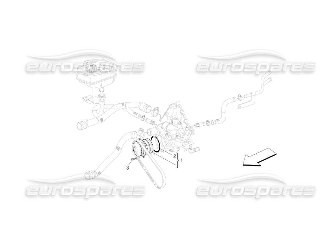 maserati grancabrio (2010) 4.7 cooling system: water pump part diagram