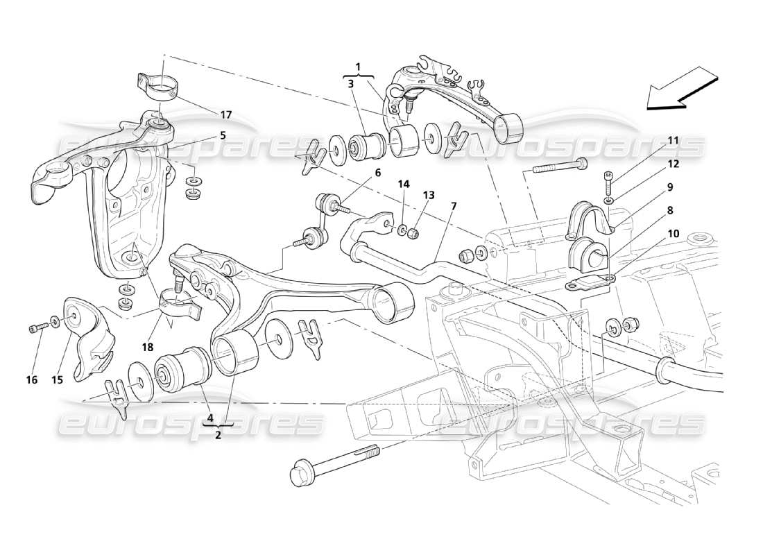 maserati qtp. (2003) 4.2 front suspension part diagram