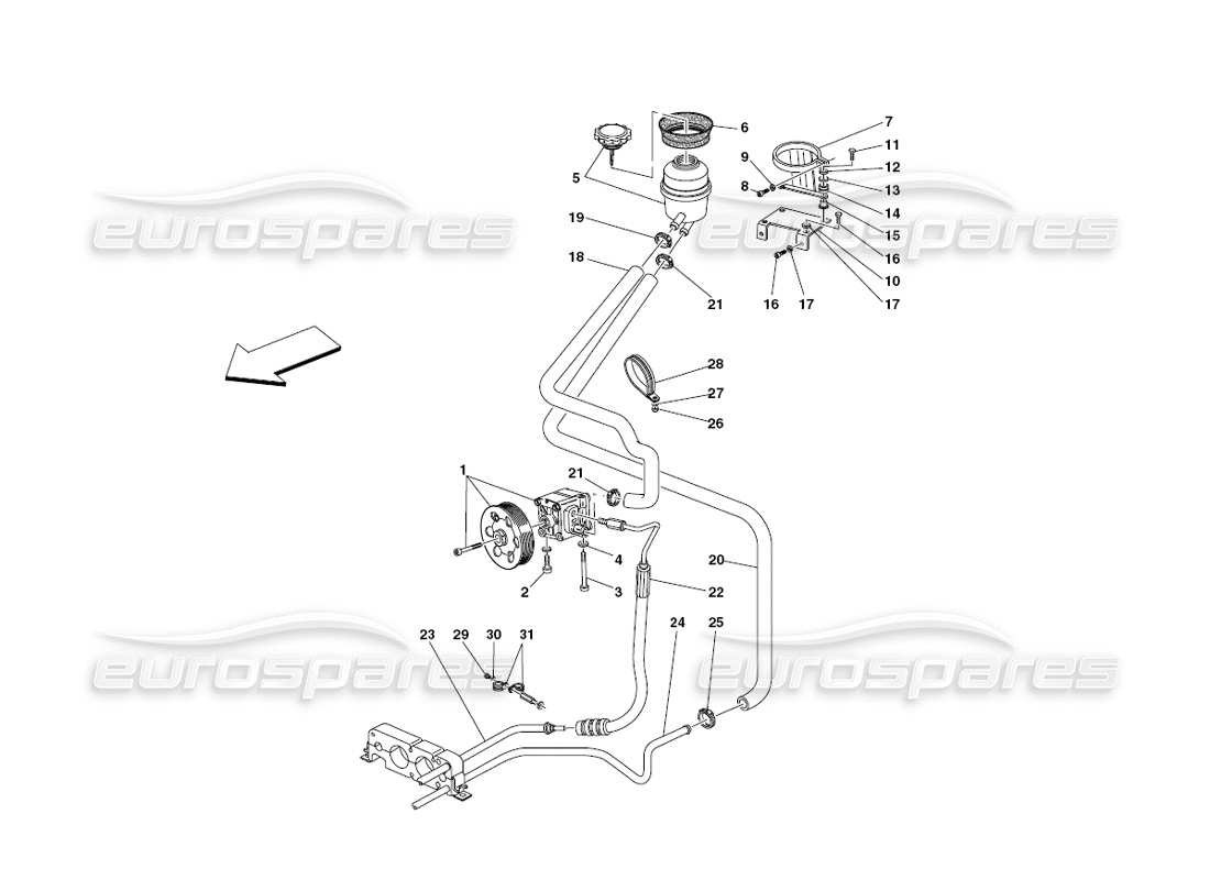 ferrari 430 challenge (2006) hydraulic steering pump and tank part diagram