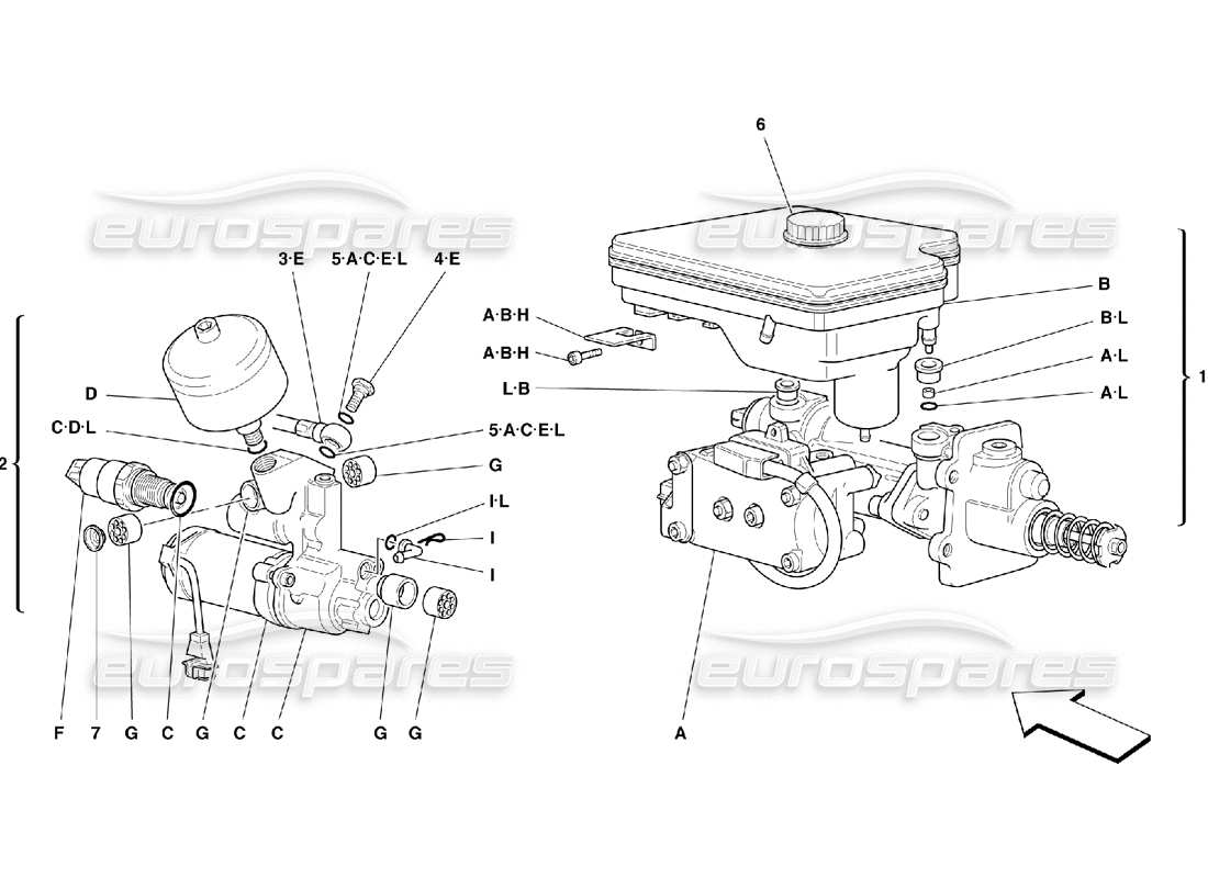 ferrari 355 (2.7 motronic) hydraulic system for abs part diagram