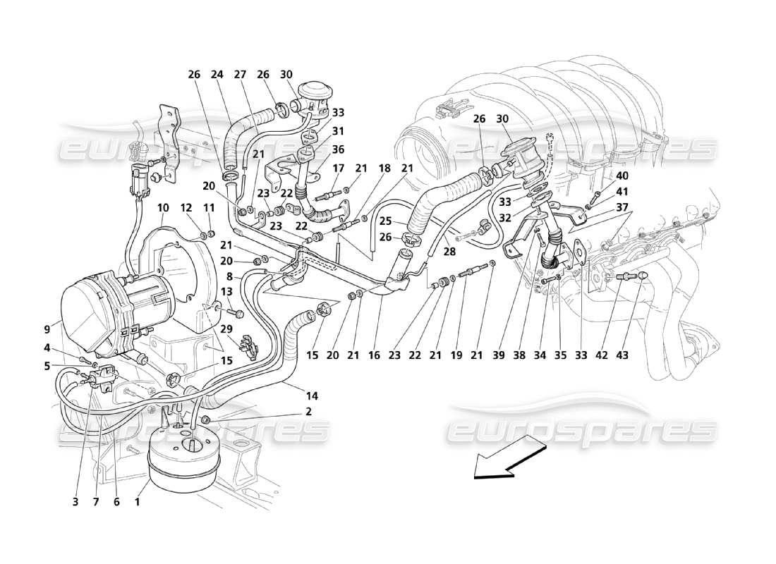 maserati qtp. (2003) 4.2 additional air system part diagram