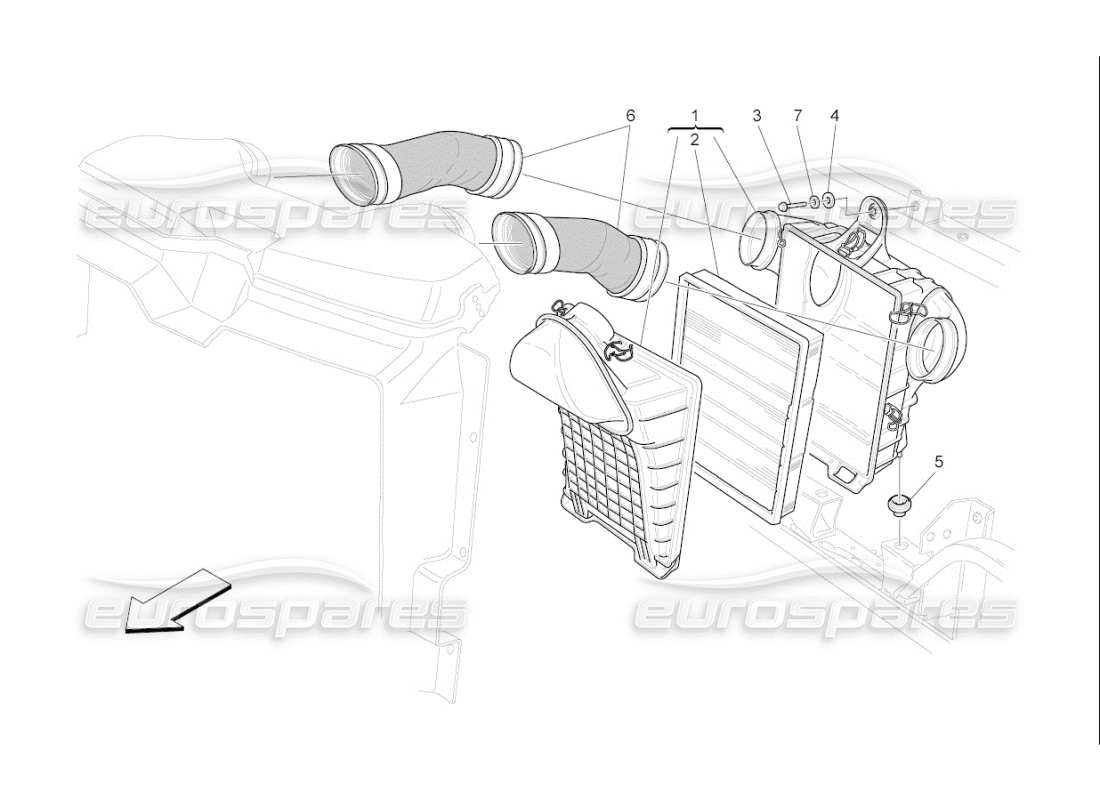 maserati qtp. (2007) 4.2 f1 air filter, air intake and ducts part diagram