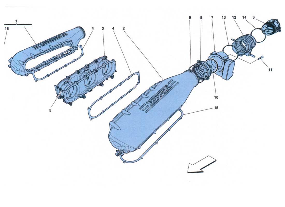 ferrari 458 challenge coperchio collettore di aspirazione part diagram