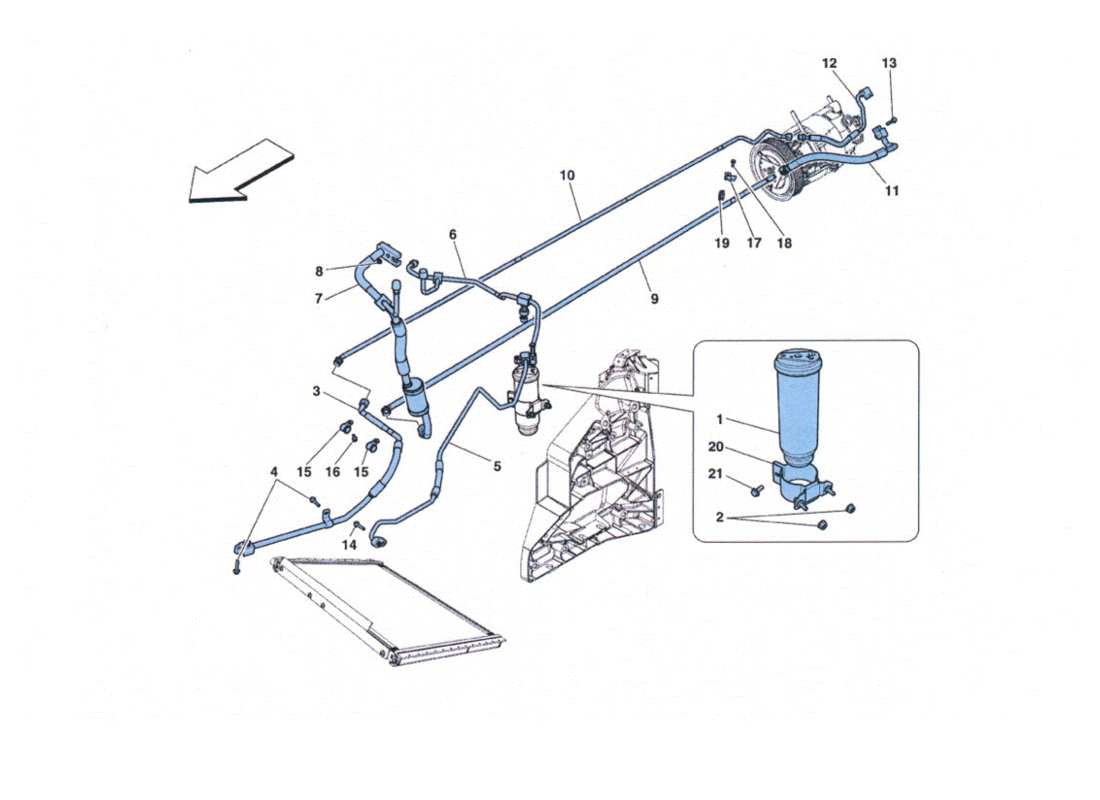 ferrari 458 challenge tubi aria condizionata part diagram