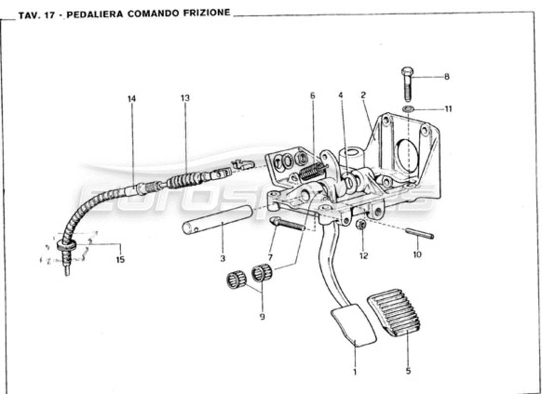 ferrari 246 gt series 1 pedal board - clutch control part diagram