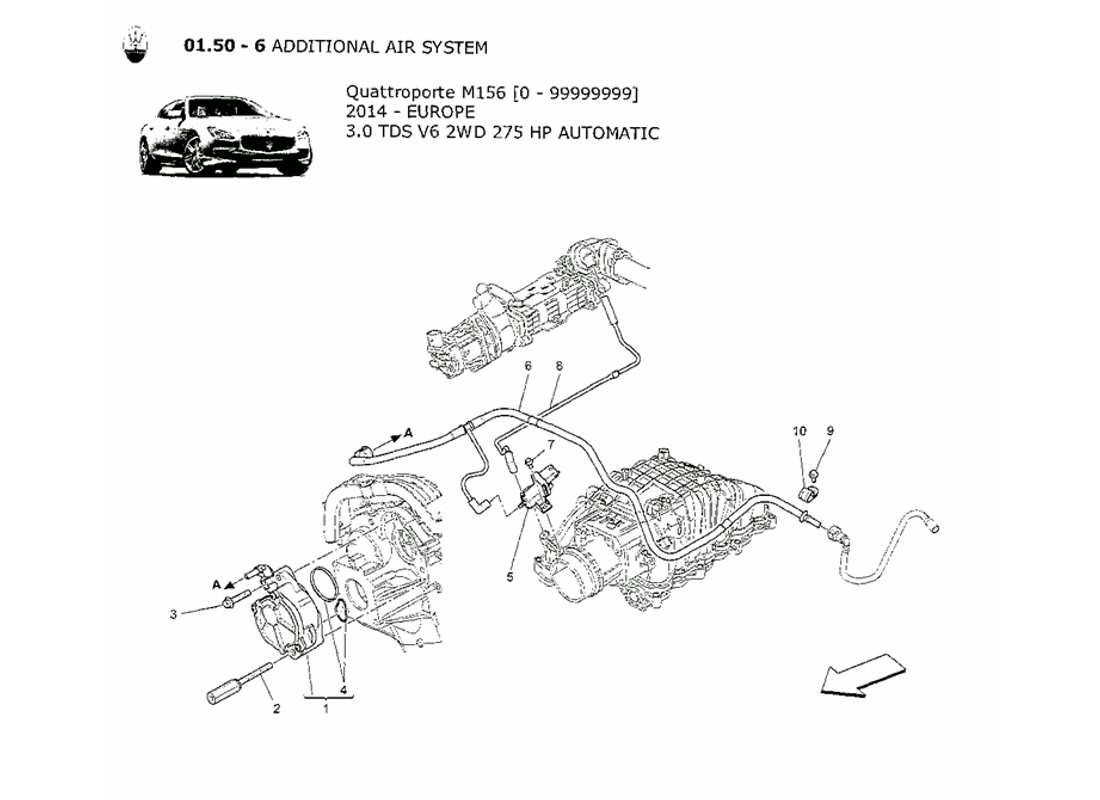 maserati qtp. v6 3.0 tds 275bhp 2014 additional air system part diagram