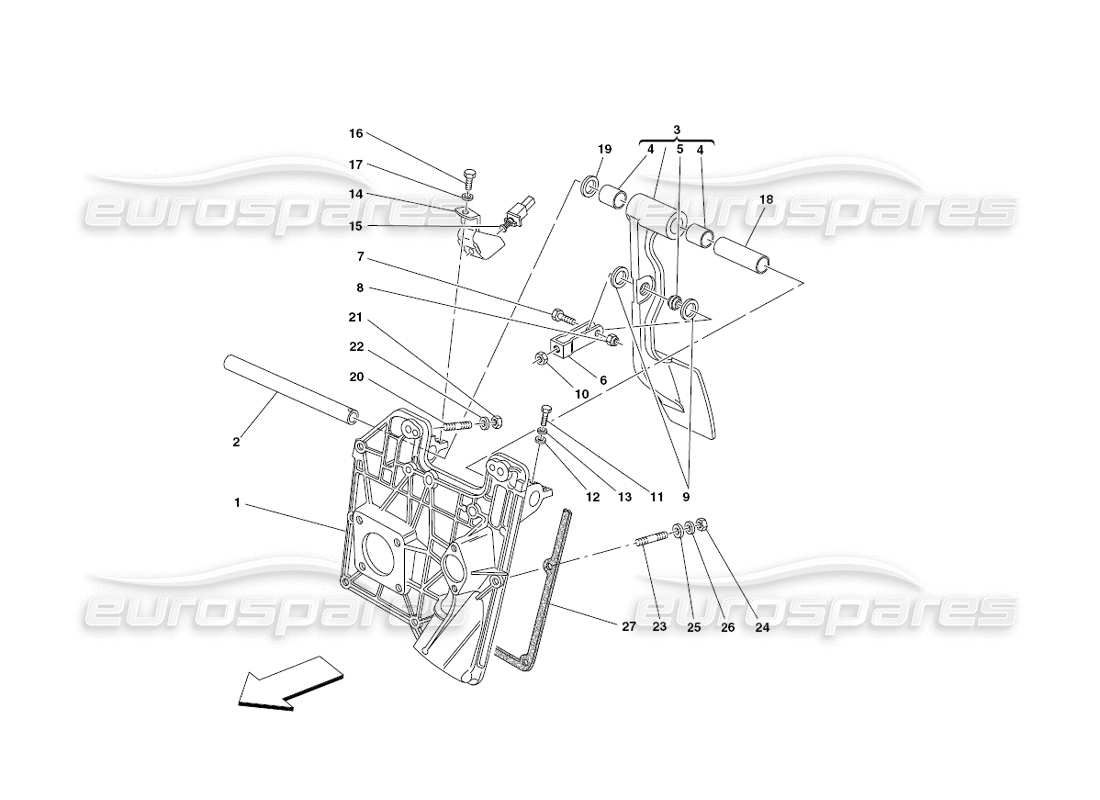 ferrari 430 challenge (2006) pedals part diagram