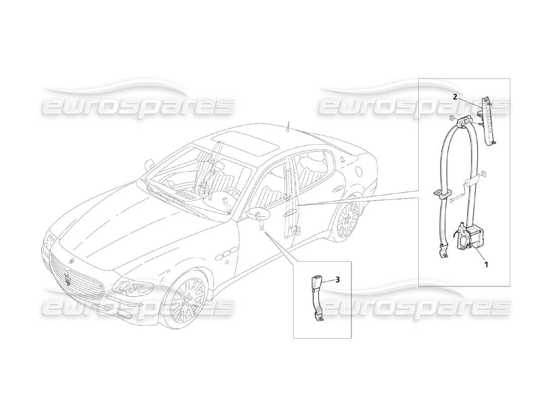 maserati qtp. (2003) 4.2 front safety belts part diagram