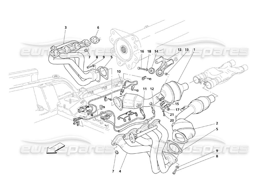 maserati qtp. (2003) 4.2 precatalyst and catalyst part diagram