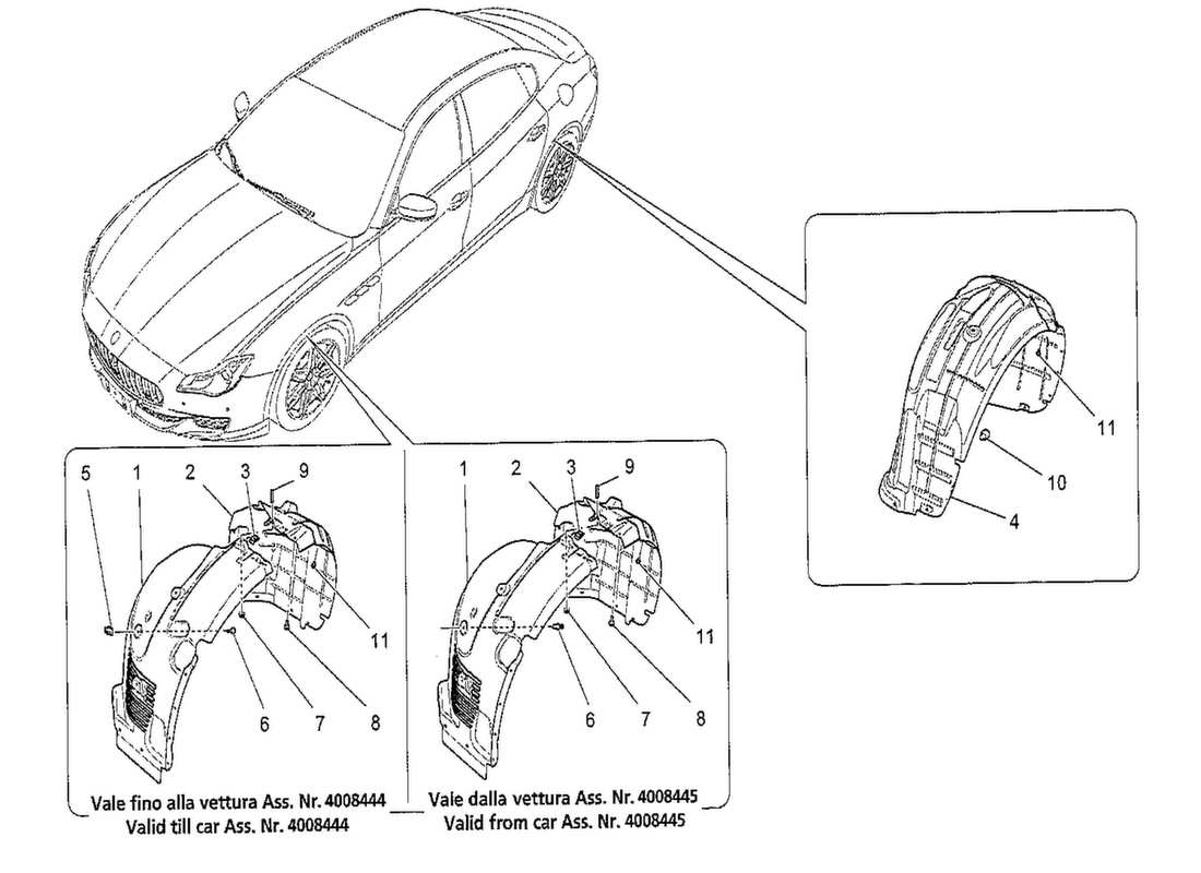 maserati qtp. v8 3.8 530bhp 2014 wheel house and lids part diagram