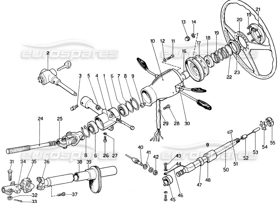 ferrari 365 gtb4 daytona (1969) steering control part diagram