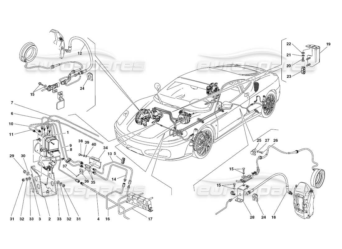 ferrari 430 challenge (2006) brake system part diagram