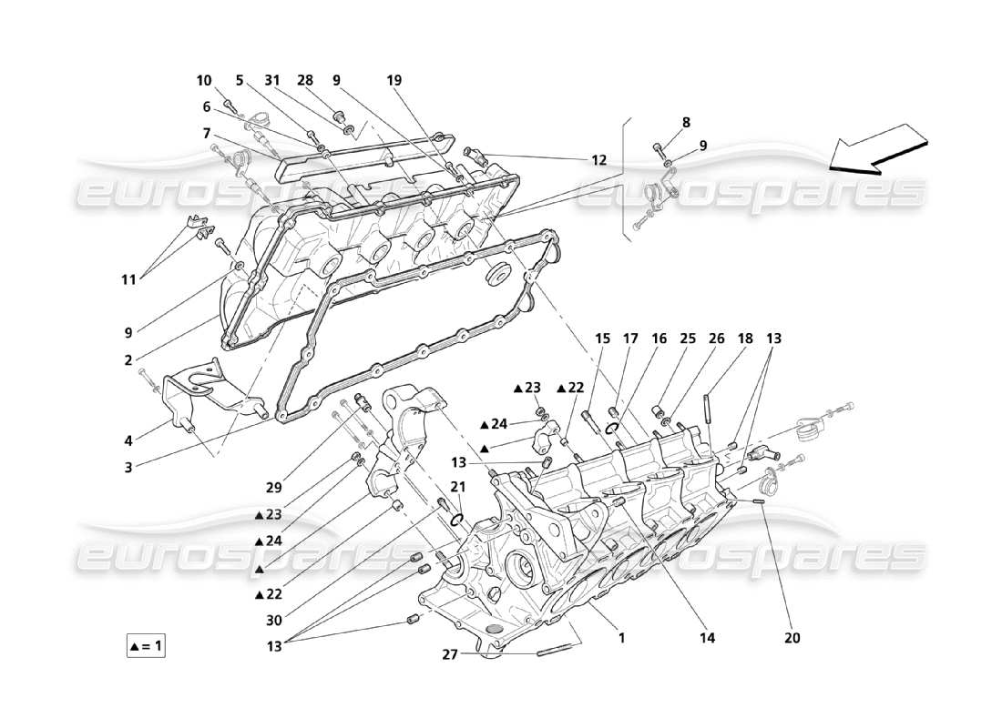 maserati qtp. (2003) 4.2 rh cylinder head part diagram