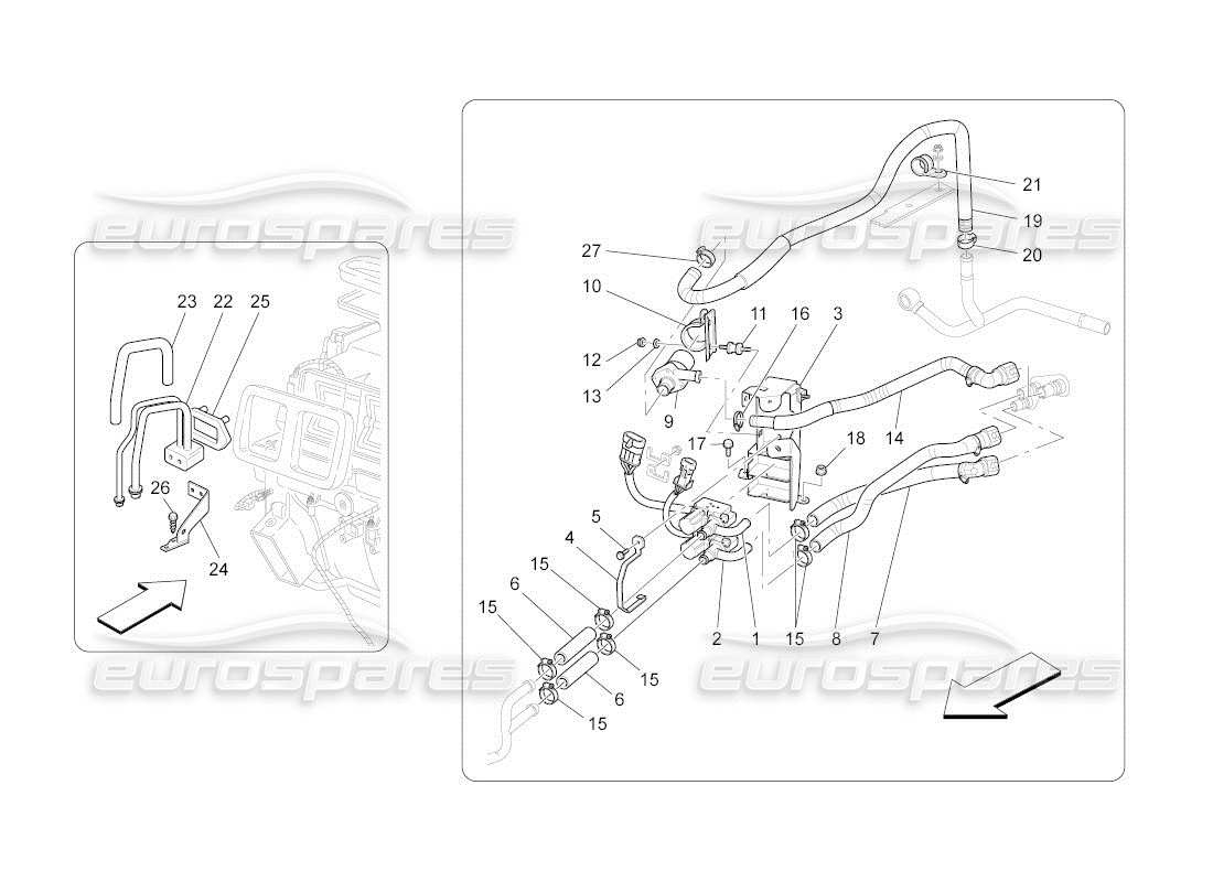 maserati qtp. (2010) 4.2 auto a c unit: engine compartment devices part diagram