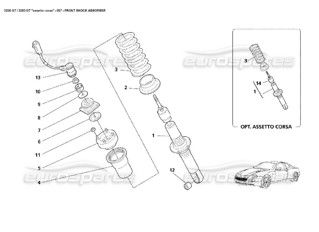 maserati 3200 gt/gta/assetto corsa front shock absorber part diagram