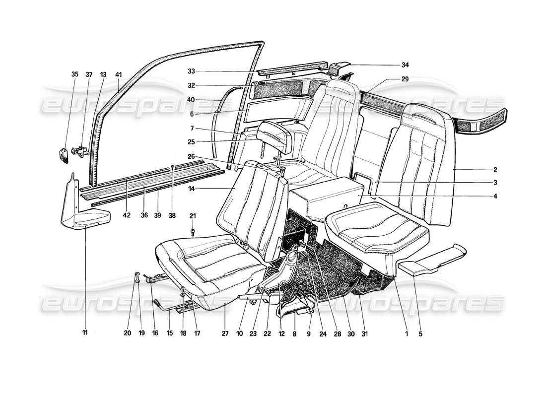 ferrari mondial 8 (1981) seats part diagram