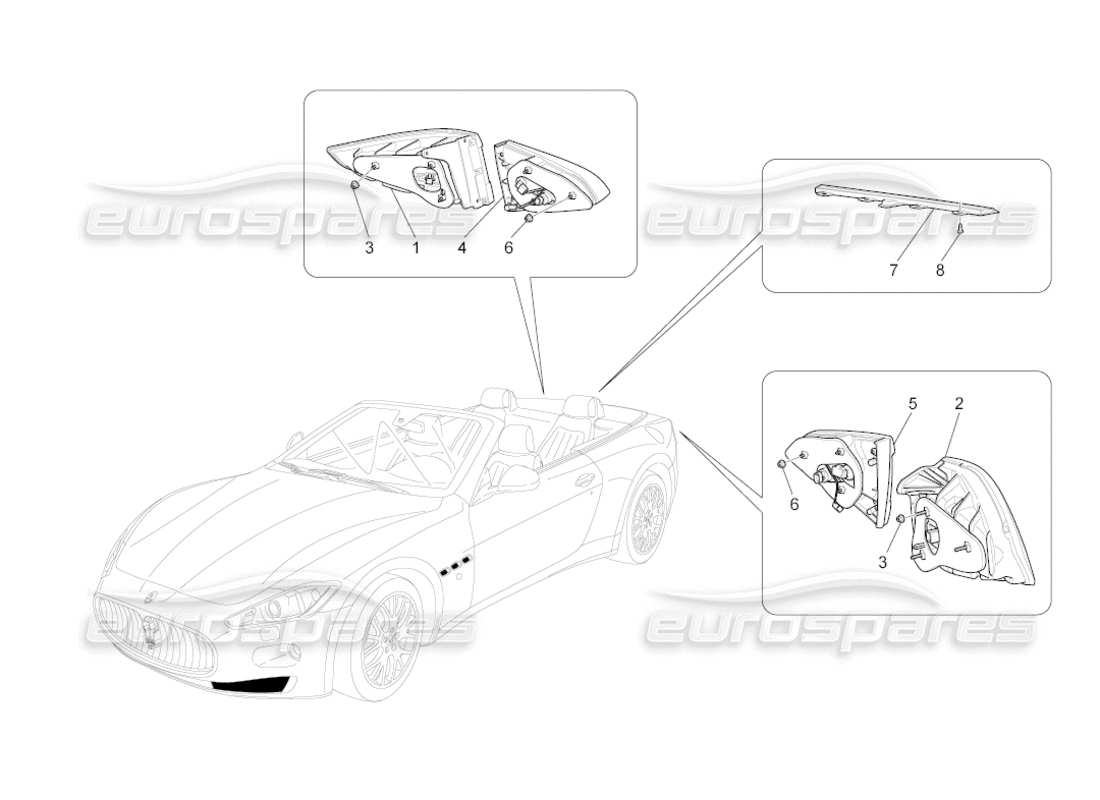 maserati grancabrio (2010) 4.7 taillight clusters part diagram