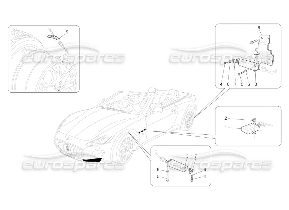 maserati grancabrio (2010) 4.7 tyre pressure monitoring system part diagram