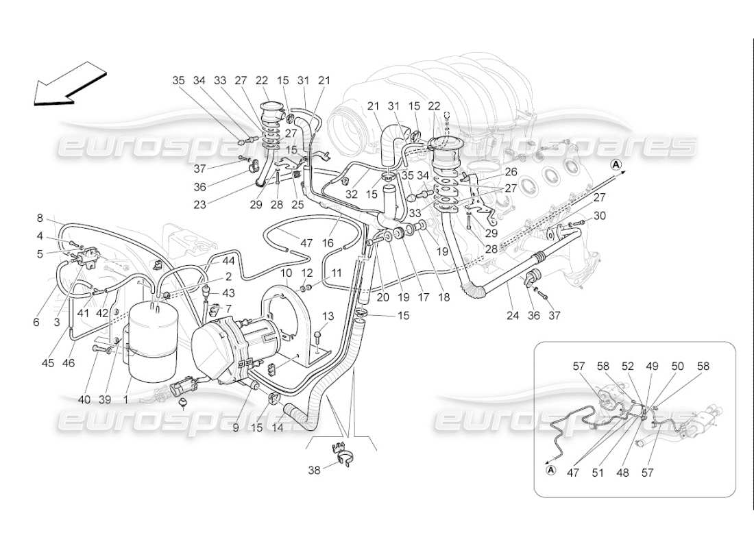 maserati qtp. (2009) 4.7 auto additional air system part diagram