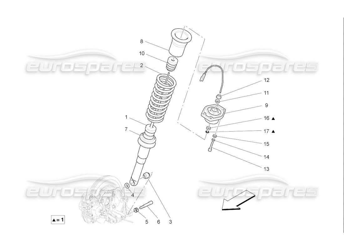 maserati qtp. (2006) 4.2 f1 rear shock absorber devices part diagram