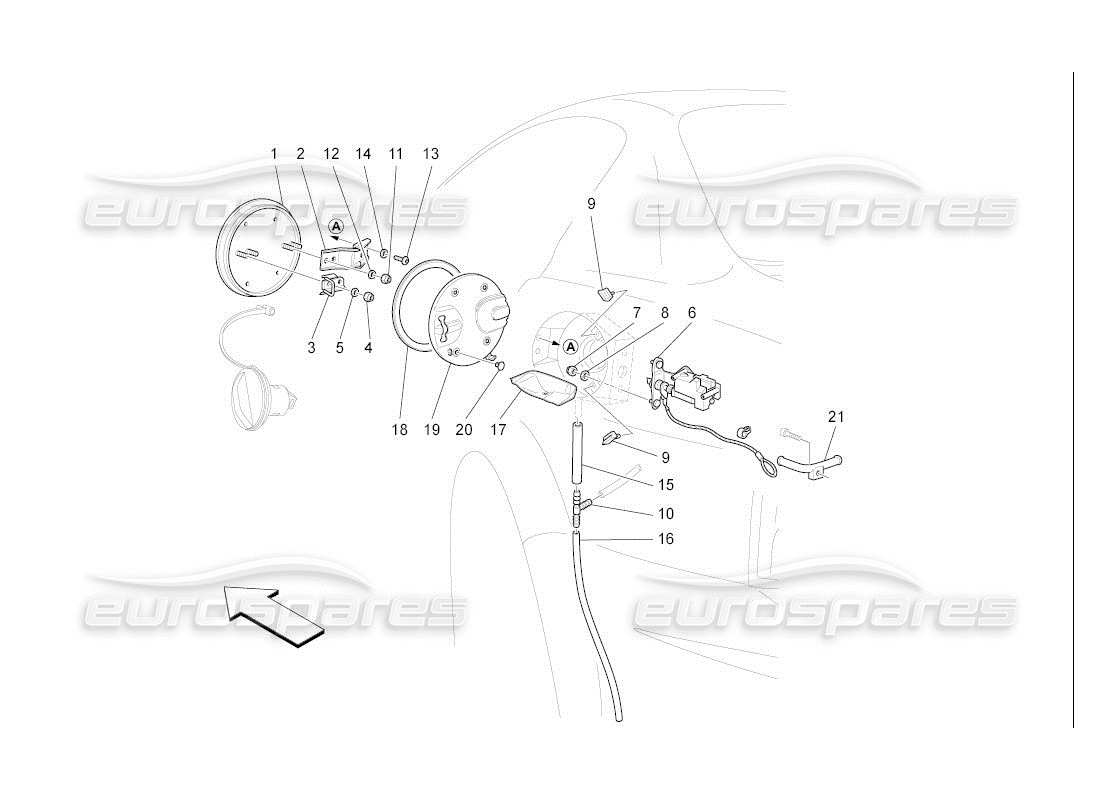 maserati qtp. (2007) 4.2 auto fuel tank door and controls part diagram