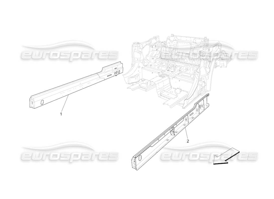 maserati grancabrio (2010) 4.7 central structural frames and sheet panels part diagram