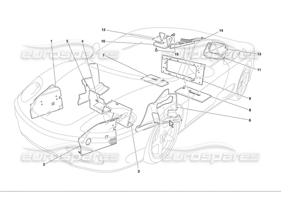 ferrari 360 modena insulations part diagram