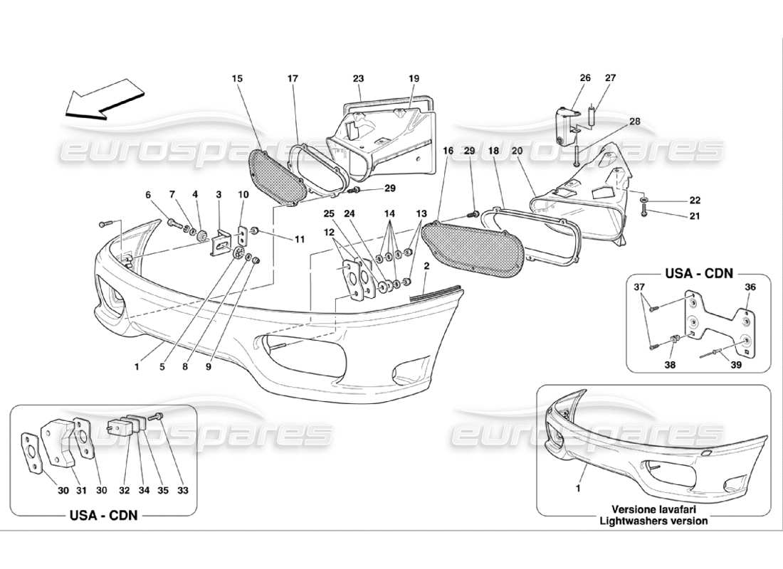 ferrari 360 challenge stradale front bumper part diagram