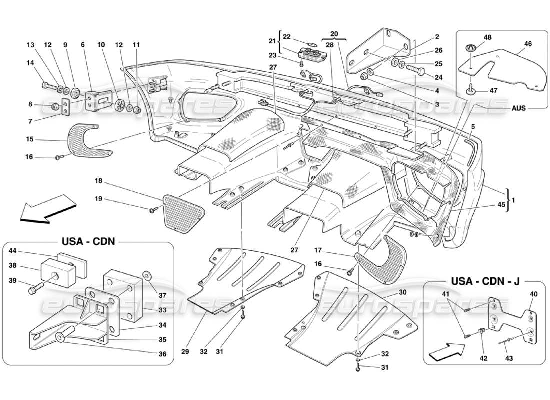 ferrari 360 challenge stradale rear bumper part diagram