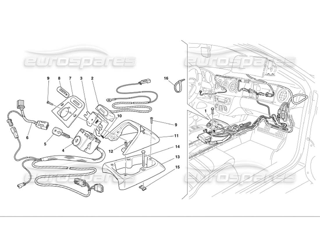 ferrari 360 modena passenger air-bag exclusion kit part diagram