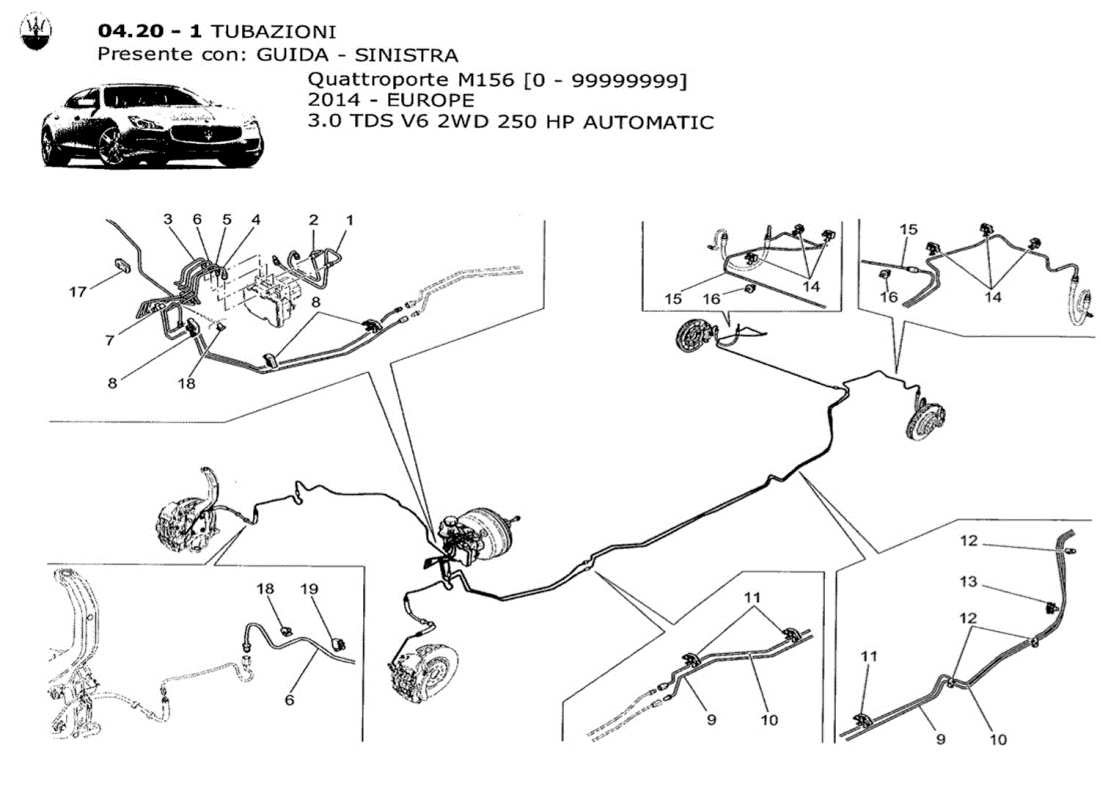 maserati qtp. v6 3.0 tds 250bhp 2014 lines part diagram