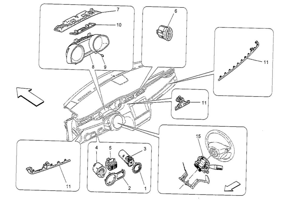 maserati qtp. v8 3.8 530bhp 2014 dashboard devices part diagram