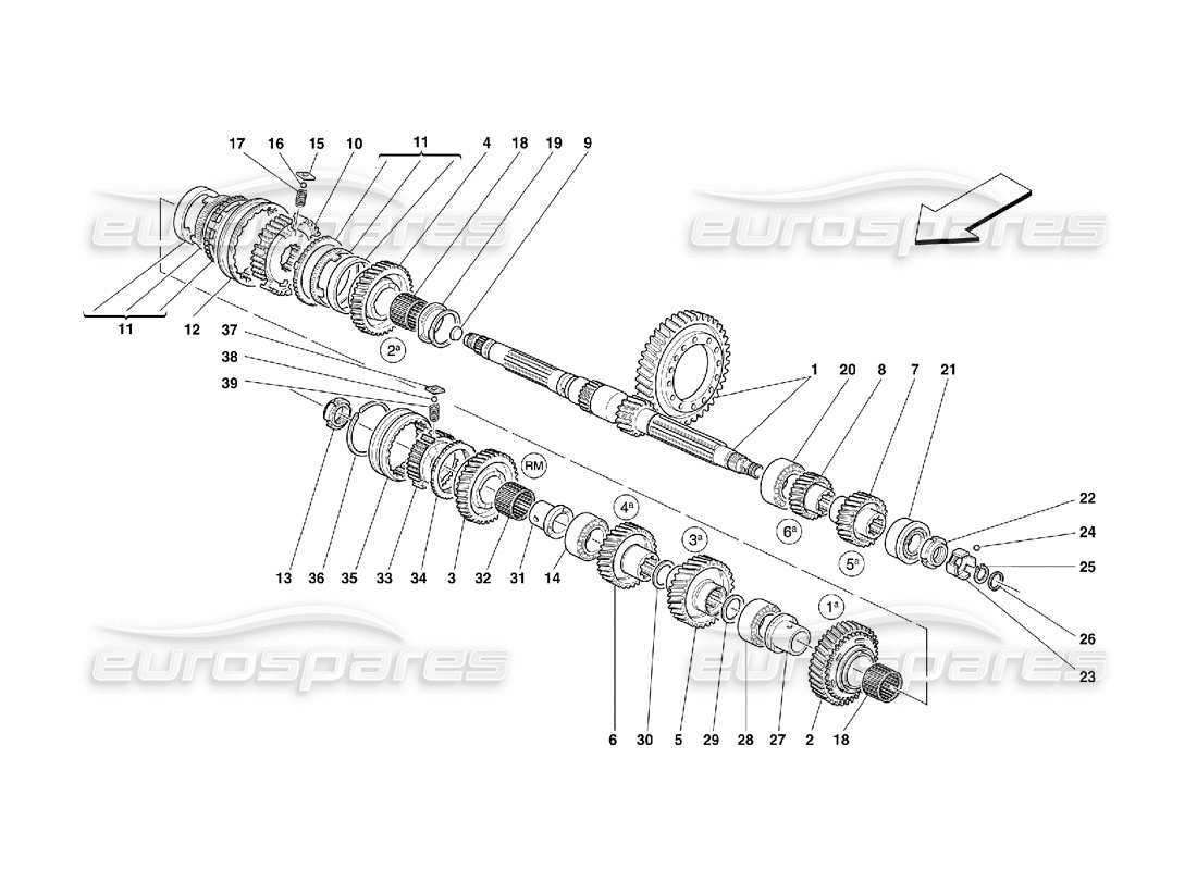 ferrari 355 (5.2 motronic) lay shaft gears part diagram