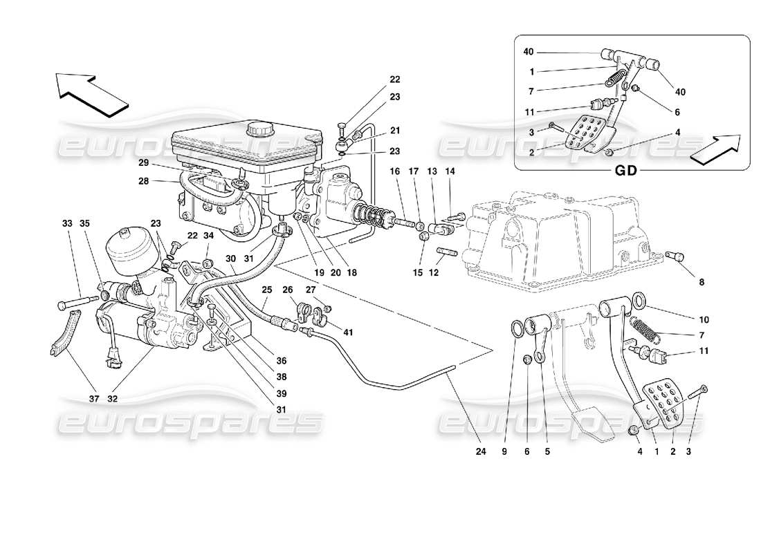 ferrari 355 (2.7 motronic) brake hydraulic system part diagram