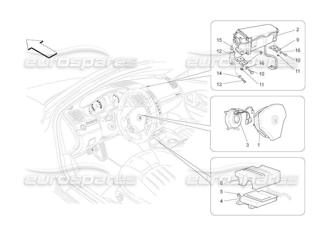 maserati qtp. (2011) 4.2 auto front airbag system part diagram