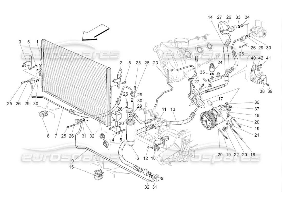 maserati qtp. (2009) 4.2 auto a c unit: engine compartment devices part diagram