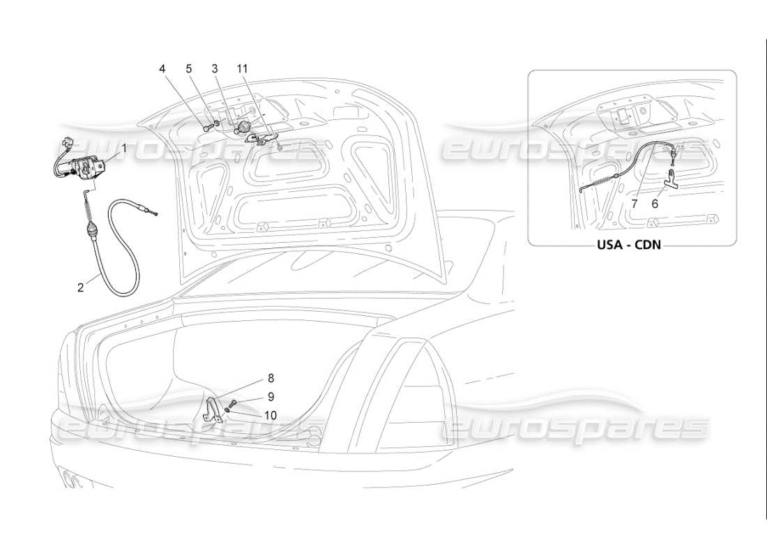 maserati qtp. (2009) 4.2 auto rear lid opening control part diagram