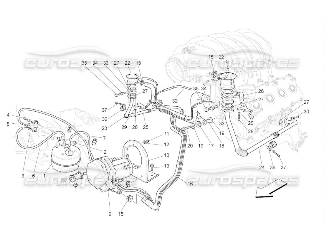 maserati qtp. (2010) 4.7 auto additional air system part diagram