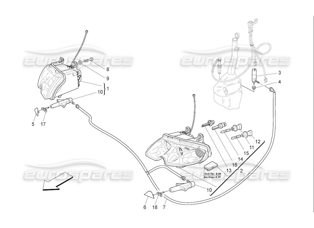 maserati qtp. (2006) 4.2 f1 headlight clusters part diagram