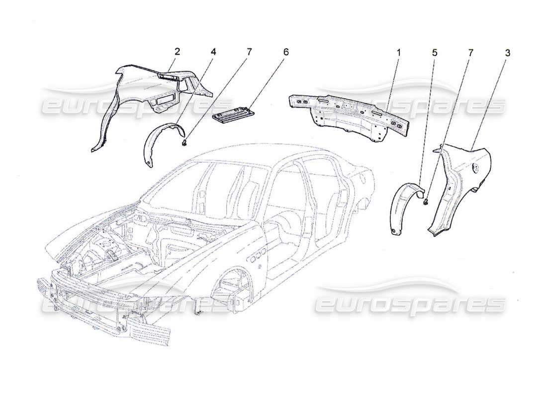 maserati qtp. (2010) 4.7 bodywork and rear outer trim panels part diagram