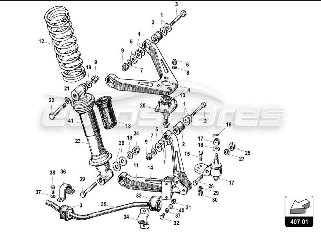 lamborghini miura p400s front arms part diagram