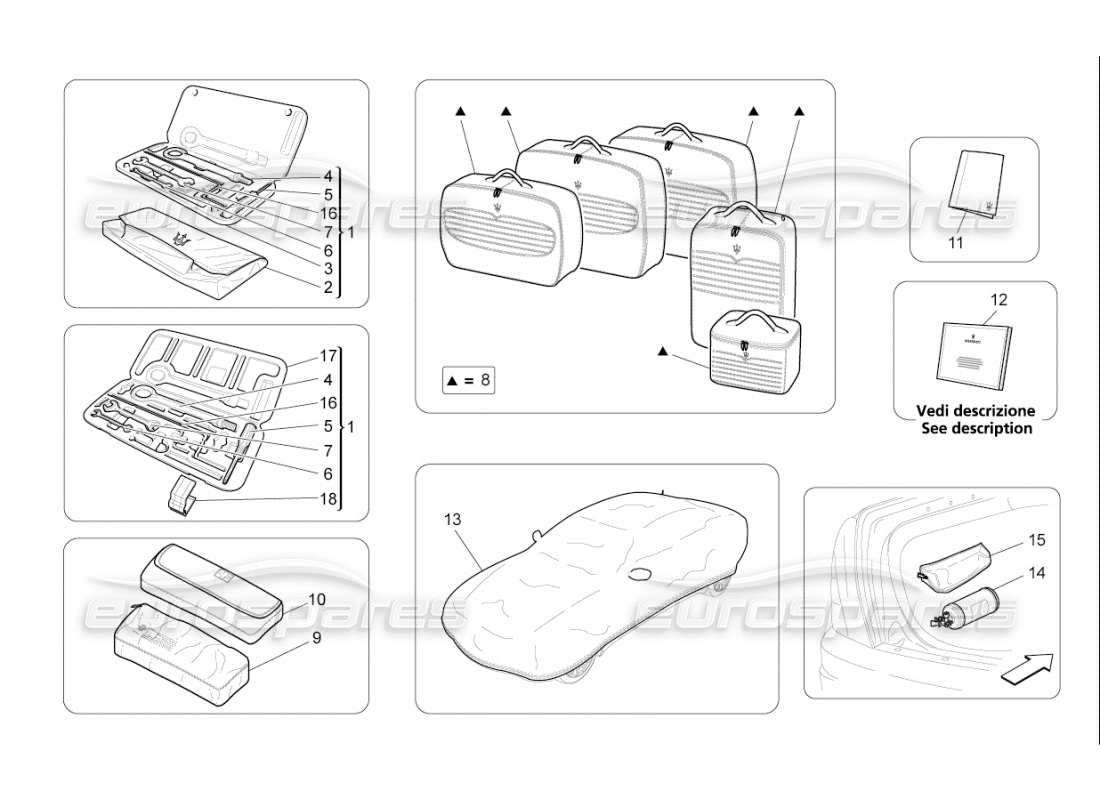 maserati qtp. (2009) 4.2 auto accessories provided part diagram