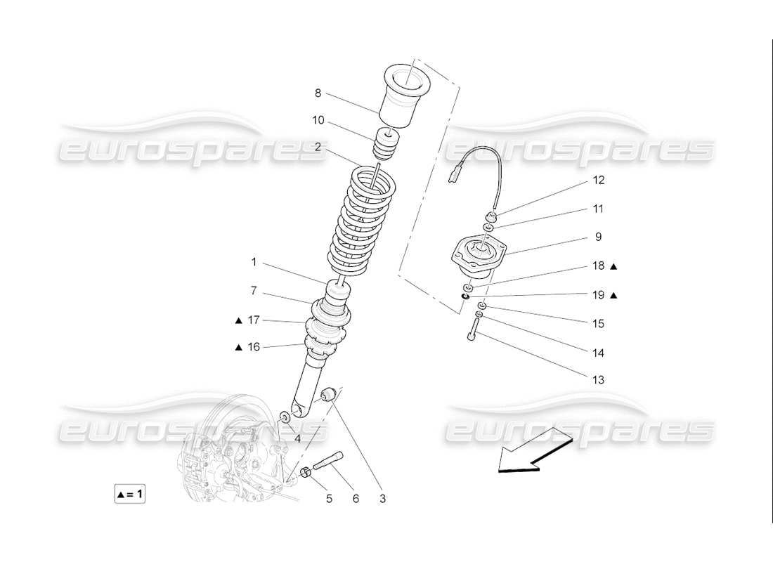 maserati qtp. (2006) 4.2 f1 rear shock absorber devices part diagram