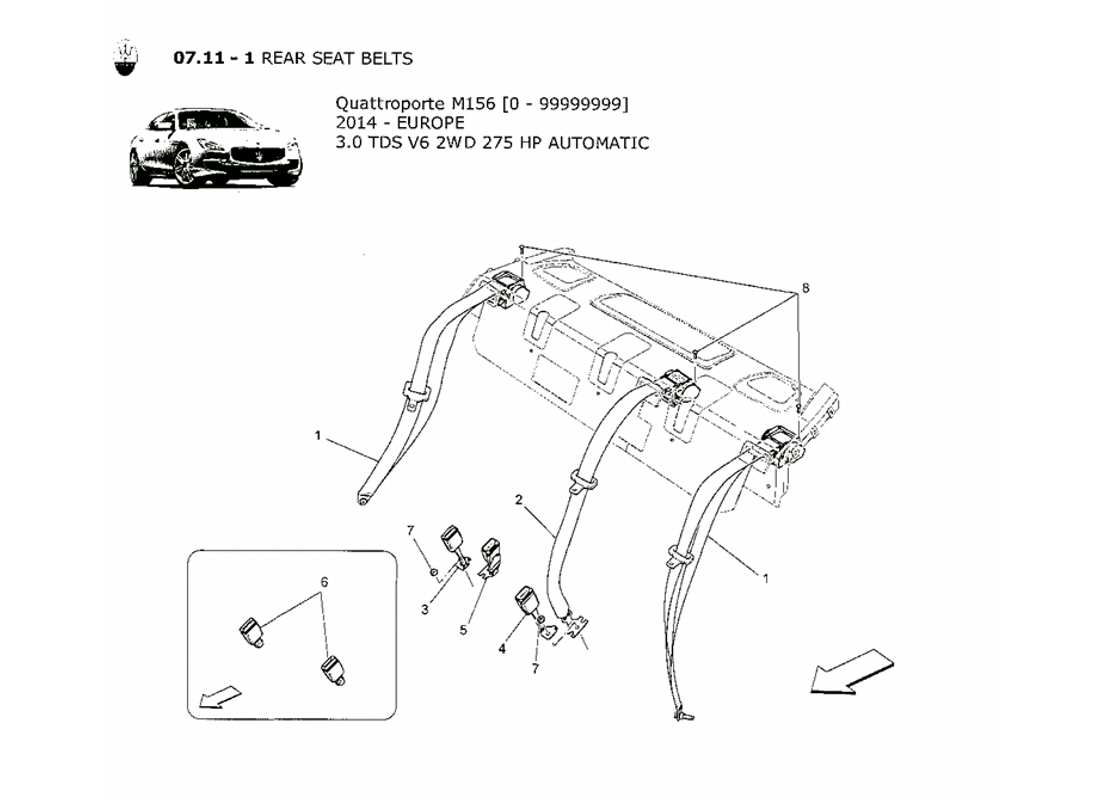 a part diagram from the maserati qtp. v6 3.0 tds 275bhp 2014 parts catalogue