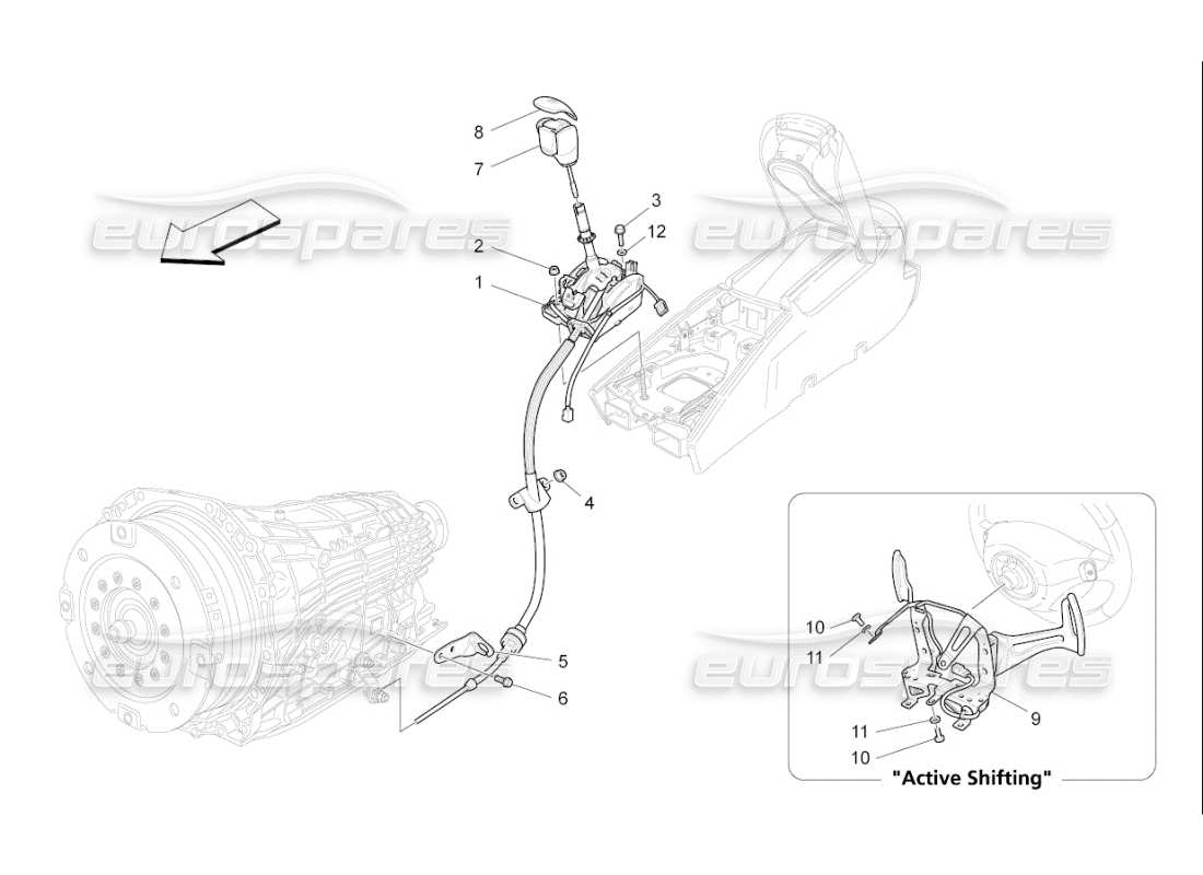 a part diagram from the maserati qtp. (2009) 4.7 auto parts catalogue